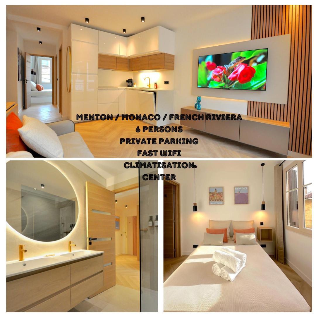 Monaco # Menton - 6 Persons - 2 Bedrooms - Full Renovated - Private Parking - Hypercenter - Clim - Beach And Sun 芒通 外观 照片